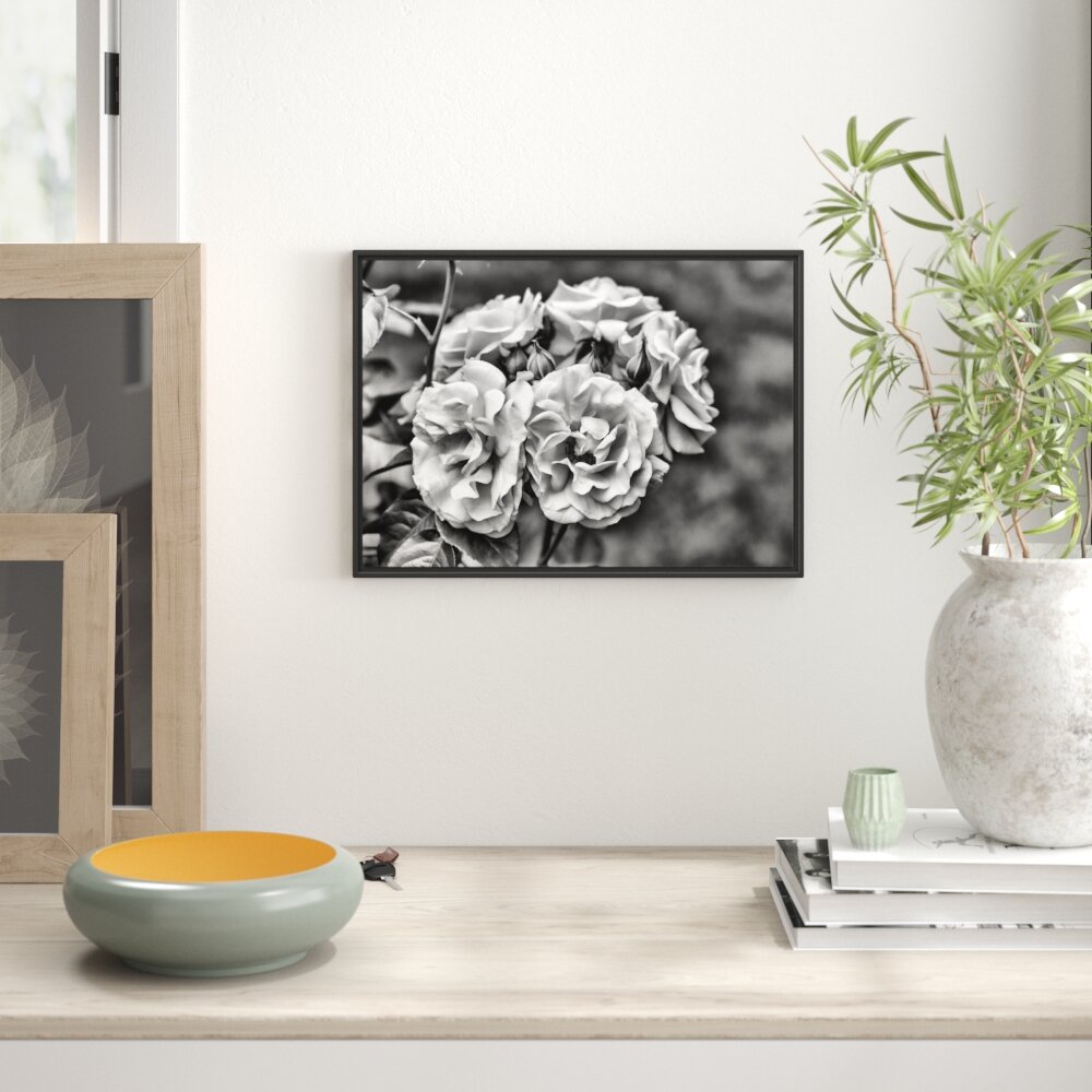 Gerahmtes Wandbild Weiß gelbe Rose Blumen