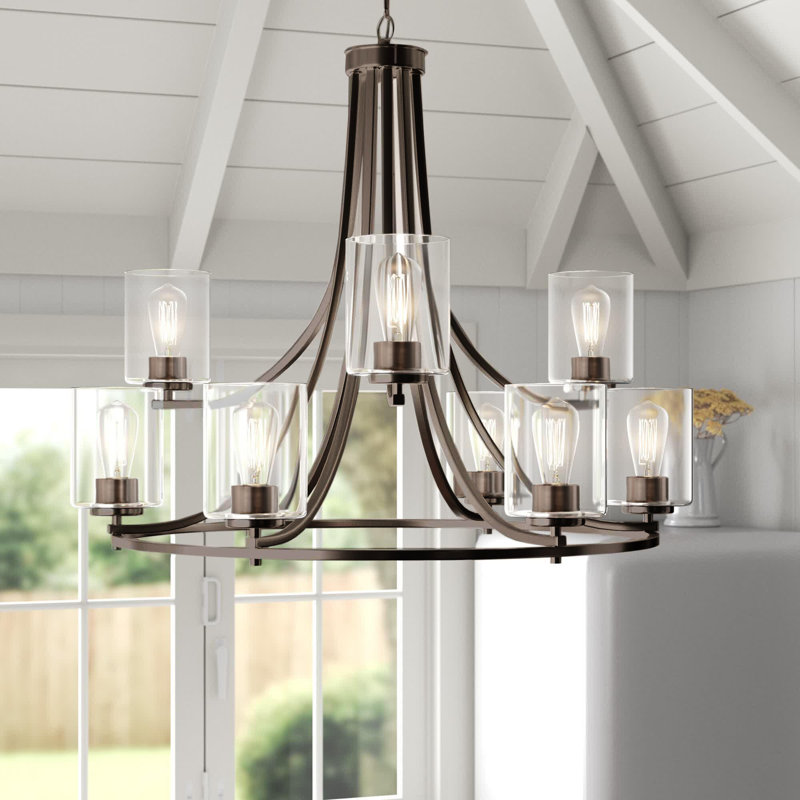 Raelyn 9 - Light Dimmable Wagon Wheel Chandelier, Satin Copper Bronze