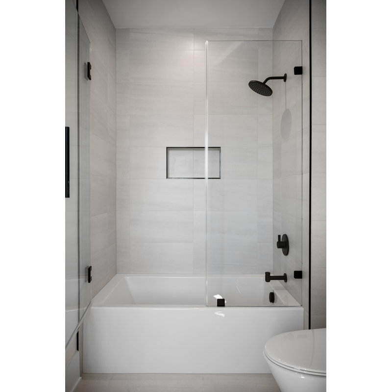 Sydney 60'' L Whirlpool Bathtub, Biscuit, Left, Matte Black