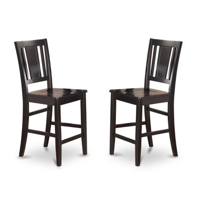 3 Piece Kitchen Counter Height Dining Table Set Contains a Rectangle Dining Room Table and 2 Wooden Seat Chairs, 30x48 Inch, Black