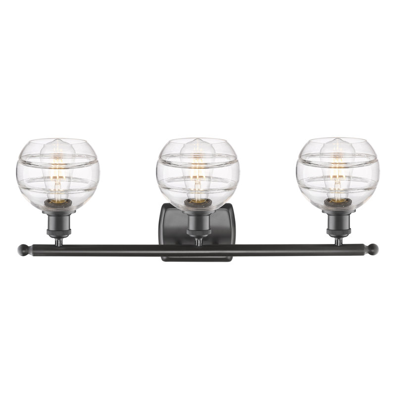 Éclairage de salle de bain à intensité variable à 3 lumières Bienes, Transparent, Bronze huilé