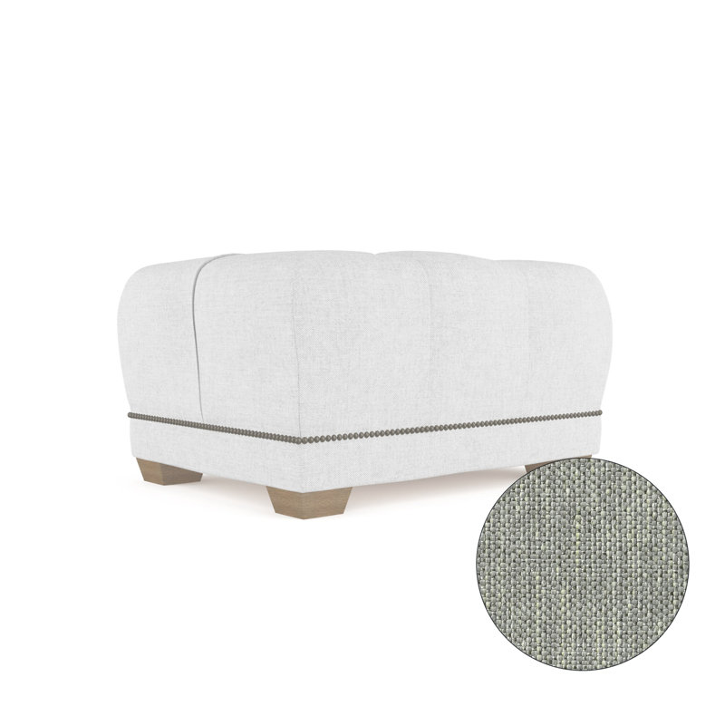 Hudson Ottoman, Box Weave Linen Alabaster, Weathered