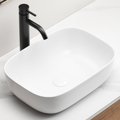 European Style Rectangle White Bathroom Vessel Sink, Smooth Baked Glaze Quality, And Stable, Easy To Keep Clean State Surface Finish, Acid - , Fix