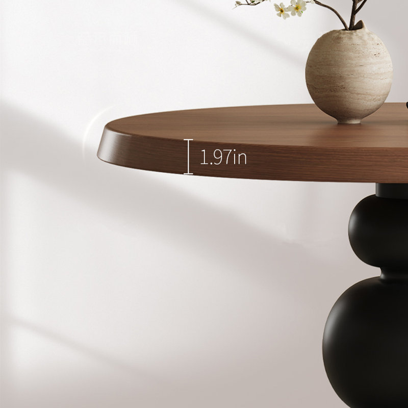Multilayer solid board round dining table, 29.53"H x 43.31"L x 43.31"W, Brown