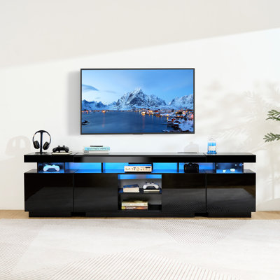 Ensemble de meuble télé moderne pour téléviseur de 95 po ou moins, ensemble de centre de divertissement 3 pièces avec 1 console de télévision et 2 tables de bout