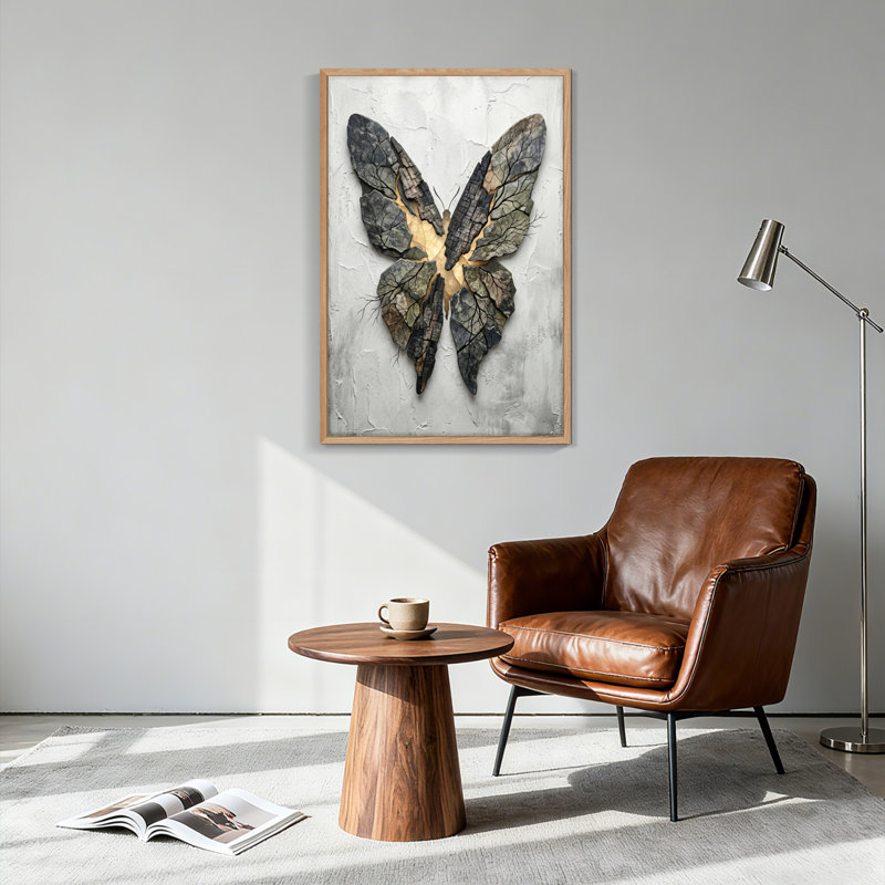 «Stone Butterfly», reproduction d'art sur toile, ensemble de 1, Naturel, H 48 po x l 36 po