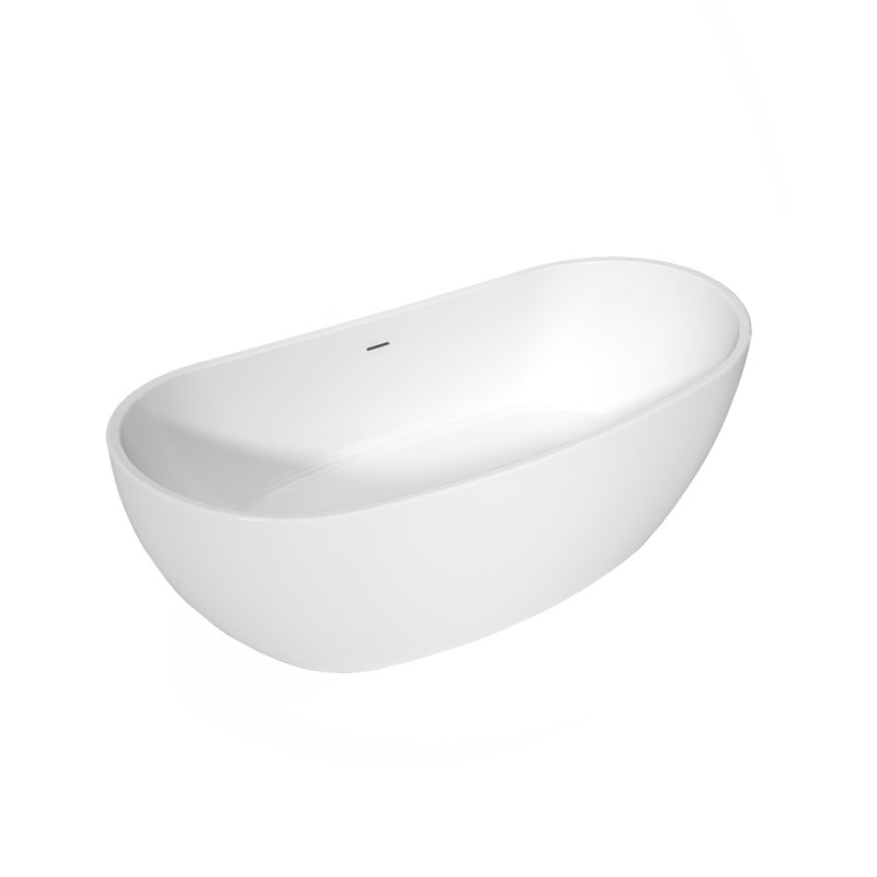 Acrylic Free Standing Tubs 65"-Luxury Spacious, Modern Deep Soaking Bath-Tubs, White