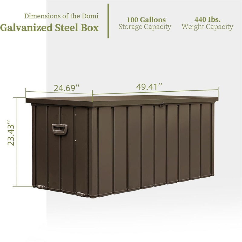 Boîte de rangement extérieure 100 gallons imperméable, Marron foncé