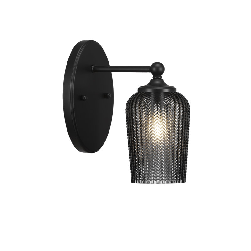 Juvens Wall Sconce Shown With 5" Textured Glass, Black, Matte Black