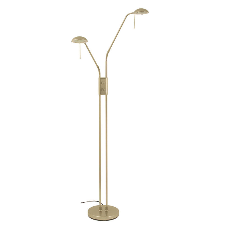 Lesperance 172cm Task Floor Lamp with Outlet, Satin Chrome