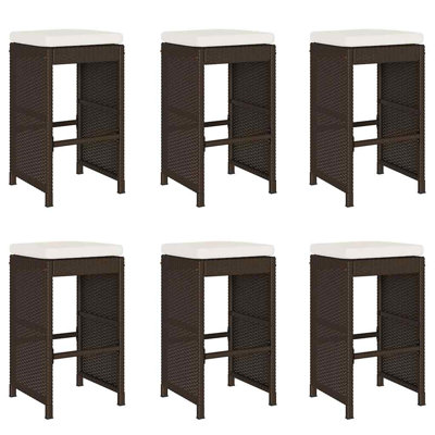 6 Powder Coated Steel Outdoor 76cm Bar Stool with Cushion