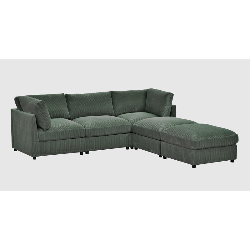 Foxbridge Sectional, Hunter Green Corduroy