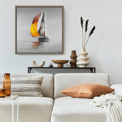 Toile encadrée blanc bord de mer - Voile | Décoration murale de chambre à coucher
