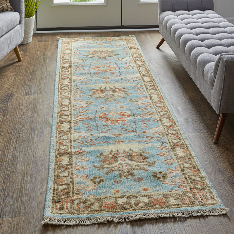 Beall Hand Knotted Wool Oriental Area Rug, Runner 2'6" x 8'