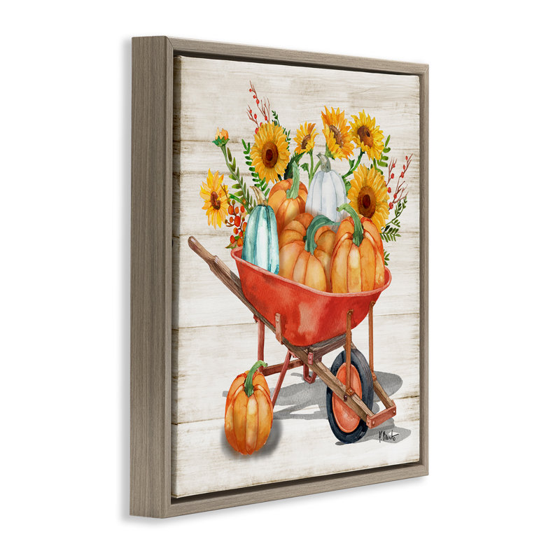 «Rustic Harvest Wagon» par Paul Brent, Cadre flottant orme Montalcino, H 18 po x l 18 po