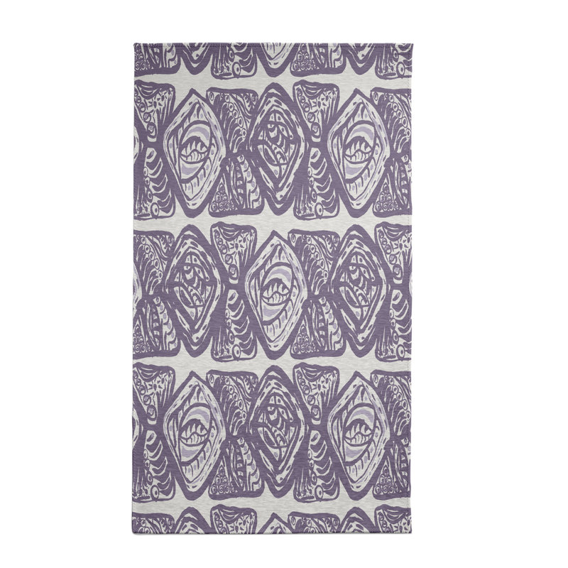 Tapis mauve à motif géométrique, Rectangle 3 pi x 5 pi