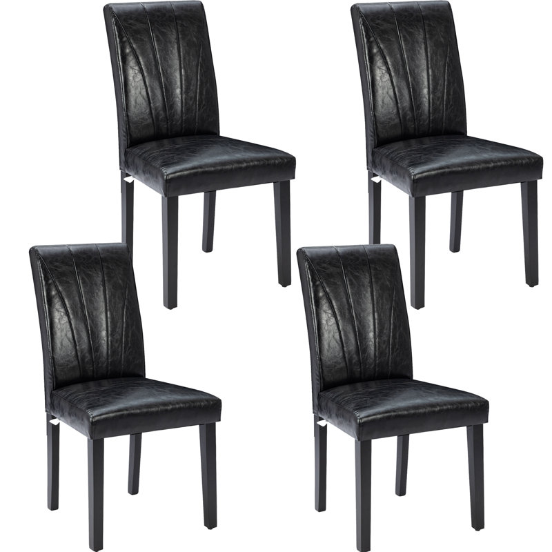 Chaises d'appoint rembourrées de cuisine et de salle à manger avec dossier haut, 4 pièces Trischa, Noir