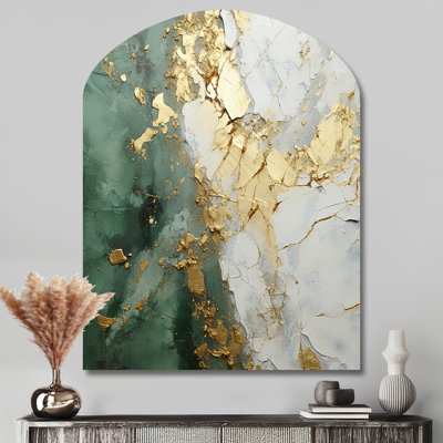 Delaney - Abstrait peinture arche, art mural en métal beige, reproduction d'art asymétrique