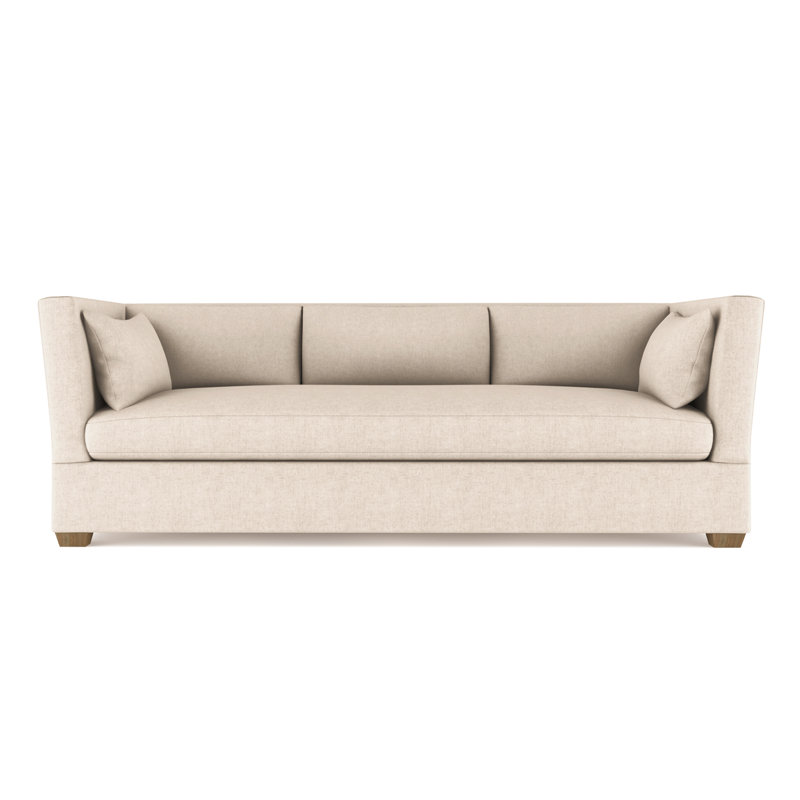 Canapé Rivington, Velours moelleux huître, H 31 po x l 108 po x P 41 po, Patiné