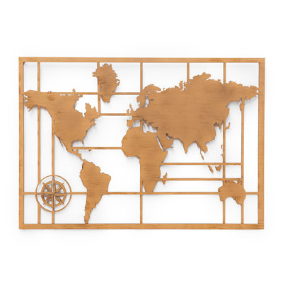 World Map Painting by Belssia - Single Picture Frame Print on Wood