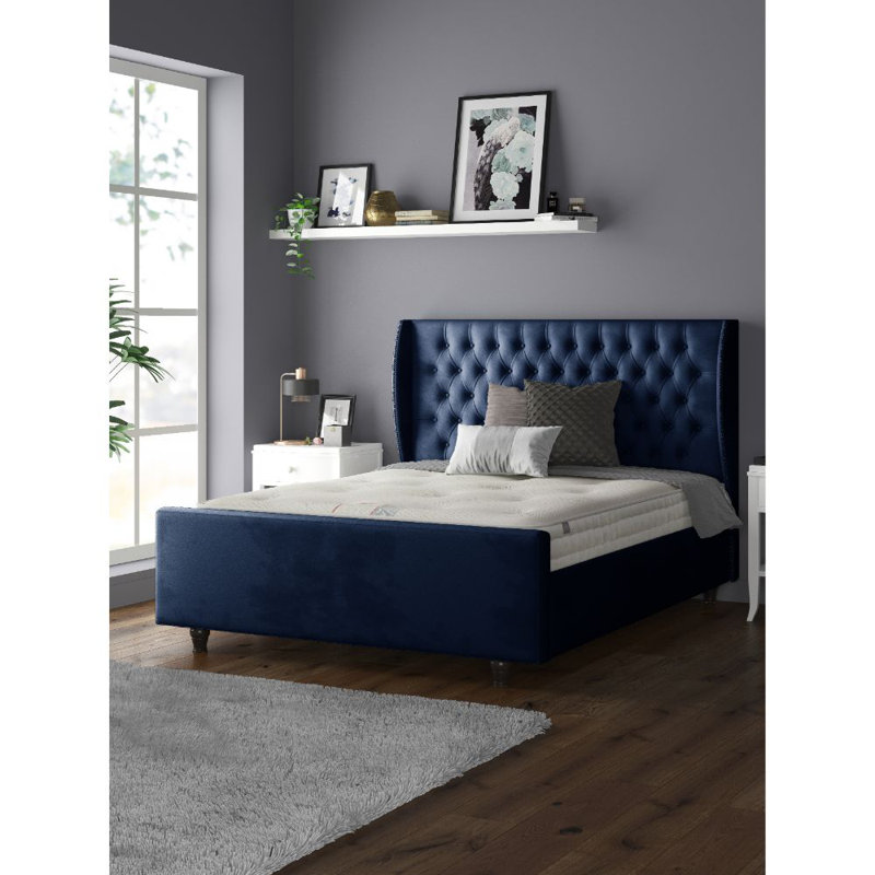 Bartelt Upholstered Bed, Double (4'6), Royal Blue