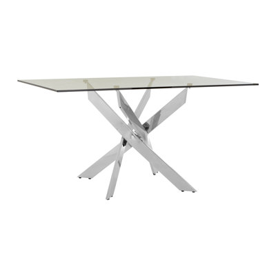 Rectangular Dining Table with Stainless Steel Base