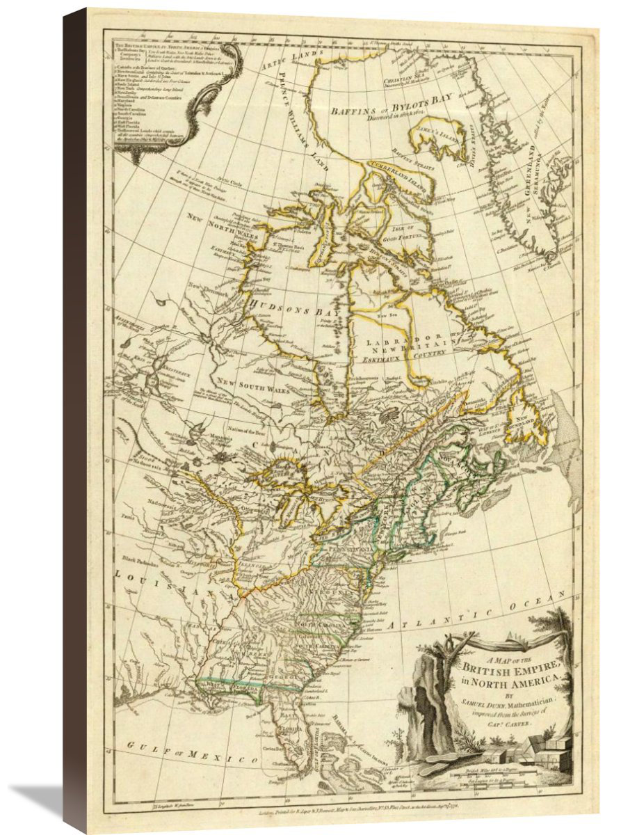 Global Gallery 'Map Of The British Empire In North America, 1776' On