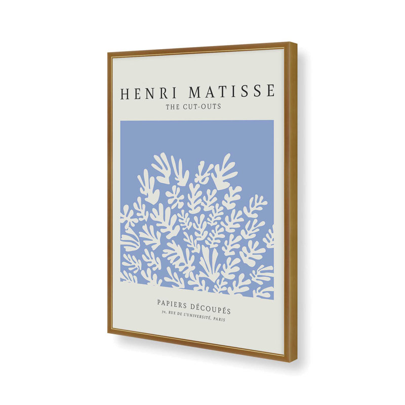 Affiche La Gerbe en bleu Matisse, H 11,25 po x l 9,25 po, Impression encadrée sans passe-partout, Or poli