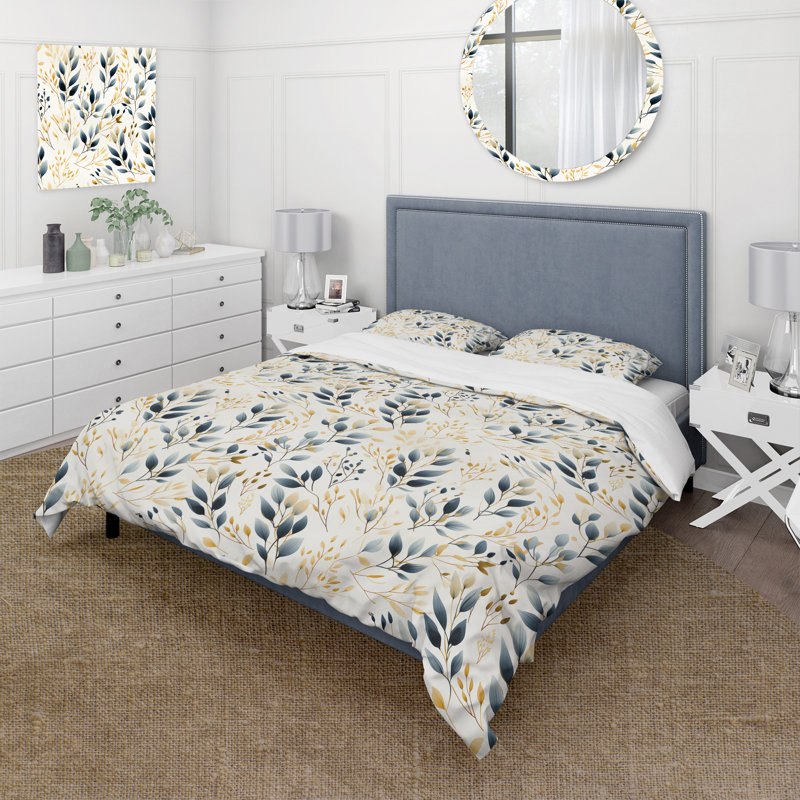 Ensemble de housse de couette Minimalist Leaves I, Housse de couette simple + 1 taie décorative stan