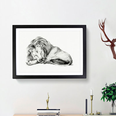 Sleeping Lion by Jean Bernard - Picture Frame Drawing Print