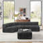 Canapé modulaire moderne semi-courbé modulaire, canapé moelleux en chenille à couture verticale avec repose-pieds ajustable et mobile, bord arrondi et résistant à l'usure pour toute saison - noir-1840430631