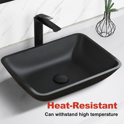 DEJIN 13 " Glass Rectangular Bathroom Sink