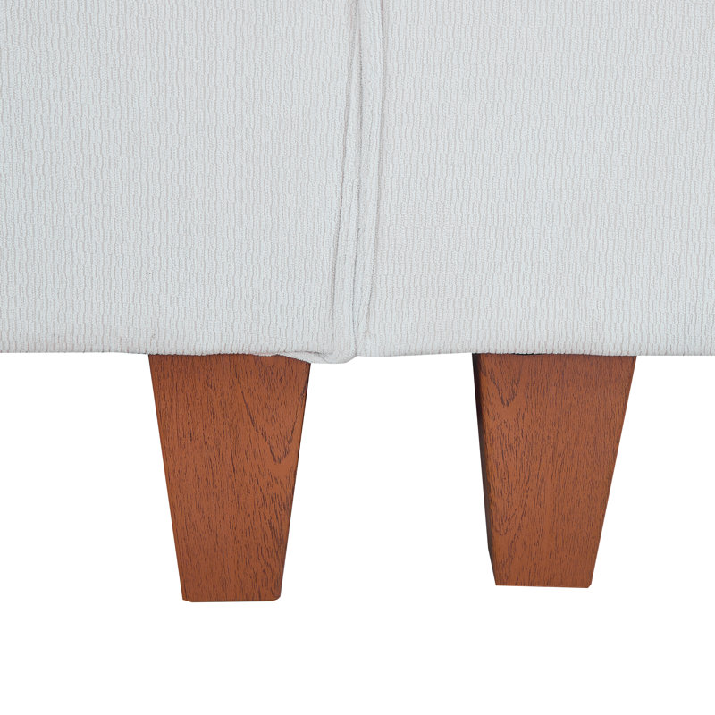 Canapé 3 places à assise profonde en chenille avec porte-gobelets en acier inoxydable brossé et 3 coussins décoratifs, Blanc