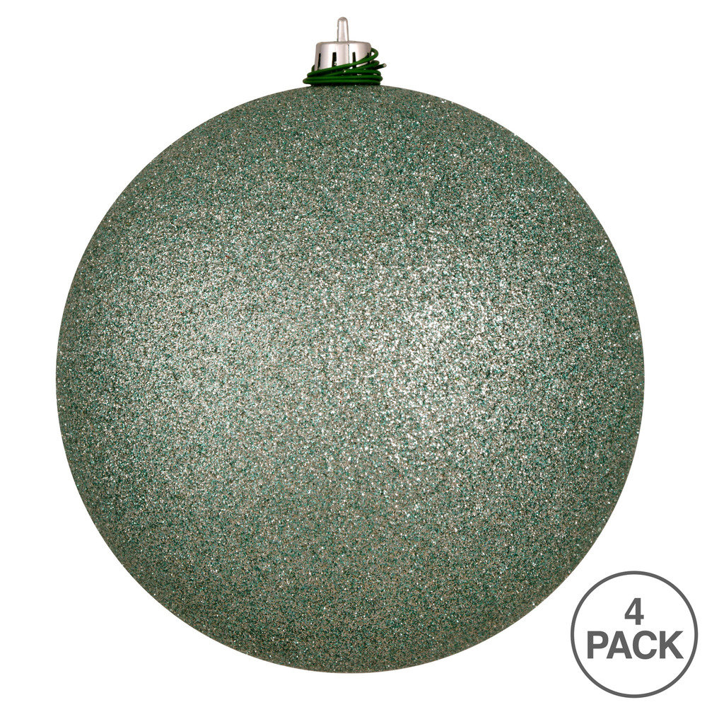 Holiday Décor Ball Ornament, 6" H x 6" W x 6" D, Frosty Mint