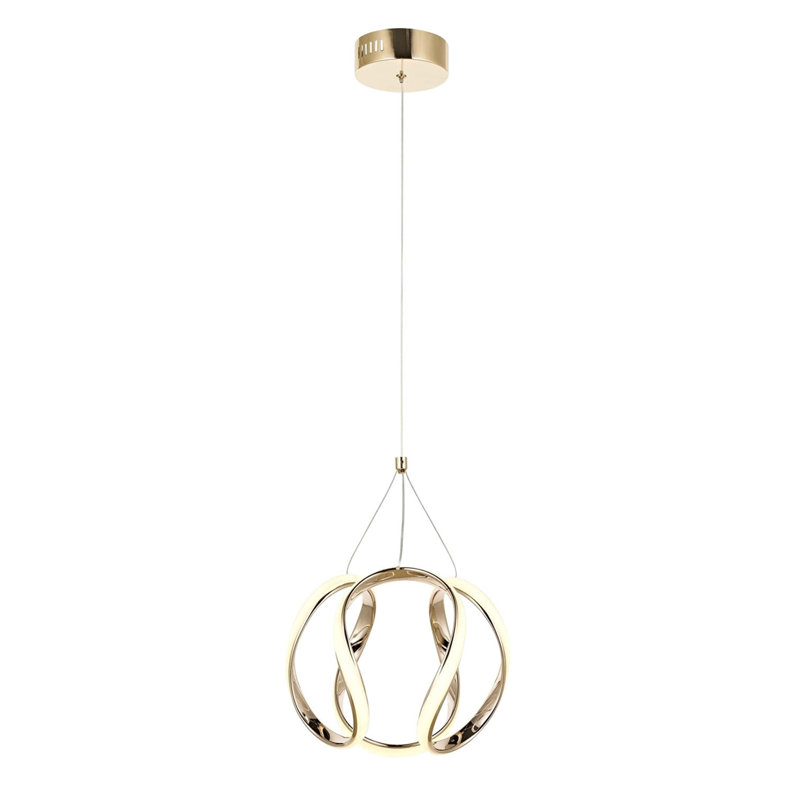 Luminaire suspendu géométrique 1 lumière DEL, Or, H 27,6 po x l 15,7 po x P 15,7 po
