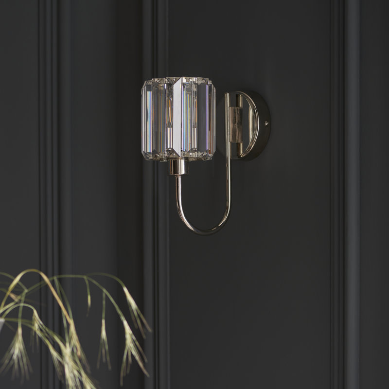 Ampelius Armed Sconce, Bright Nickel Plate
