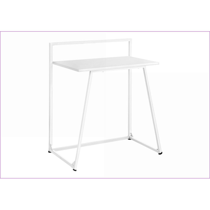 Bureaux, bureau d'ordinateur moderne contemporain de 30 po en stratifié blanc | Base en métal blanc | Panneau de fibres à densité moyenne