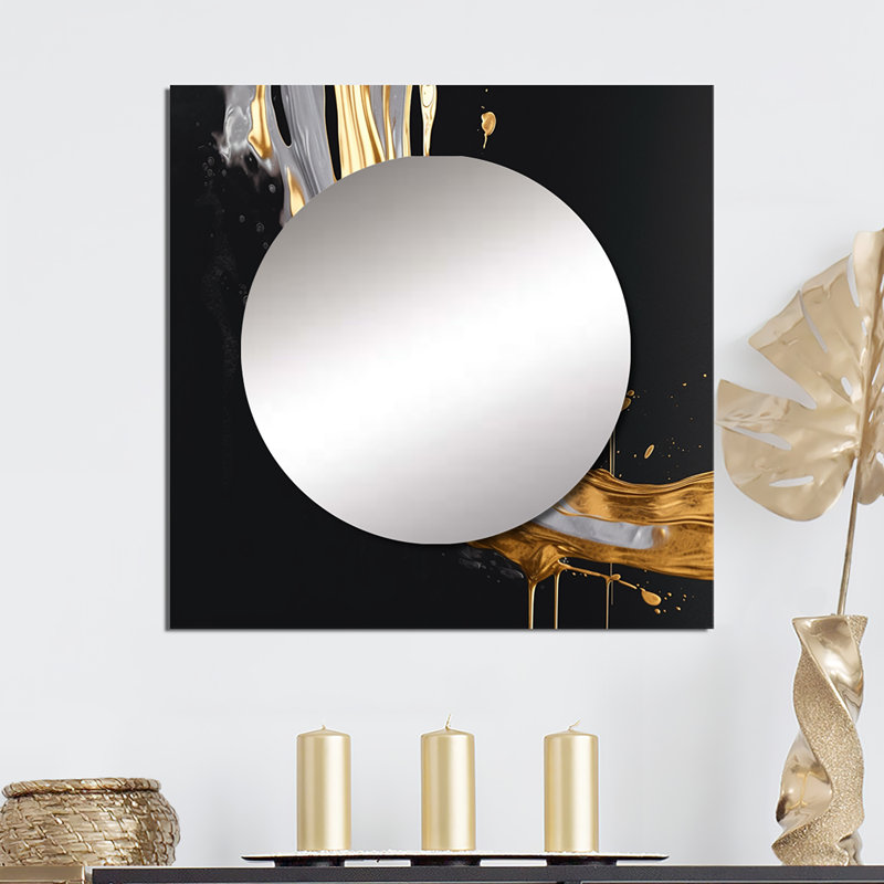 Deangello - Miroir carré abstrait en marbre pour décoration murale, 23 po x 23 po