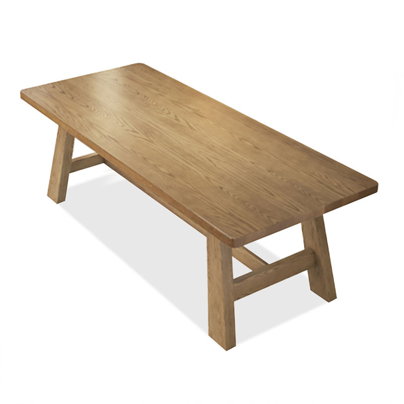 Brown Rectangular Solid Wood desk, 29.53" H x 86.61" W x 35.43" D