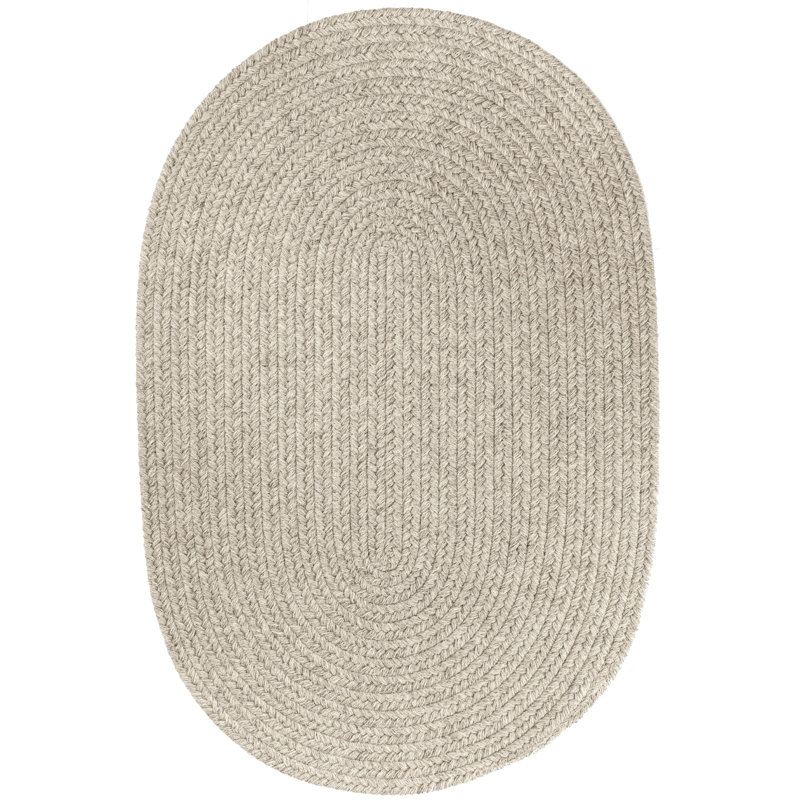 Tapis gris clair en laine tressée à la main Smyth, Ovale 3 pi x 5 pi