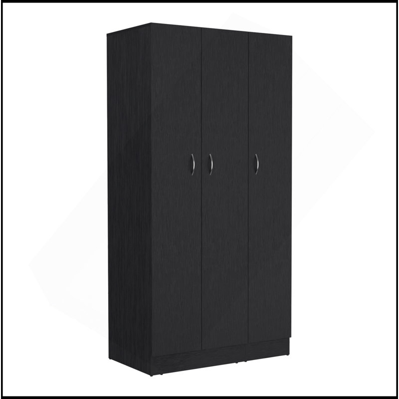 Armoire Ohio avec 3 portes, 2 tiroirs et 4 tablettes à niveaux - noir, Noir