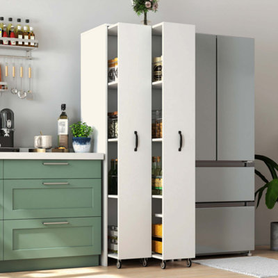 Bibliothèque avec deux portes coulissantes, étagère de rangement à 4 niveaux, bibliothèque de rangement coulissante, armoire de rangement dissimulée dans le salon de la chambre à coucher avec roulettes