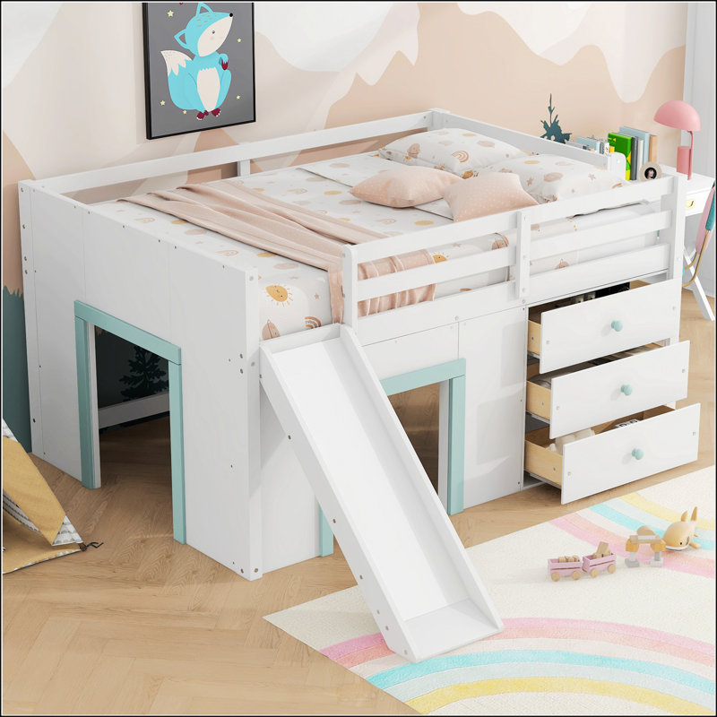 Lit mezzanine double pleine grandeur avec glissade