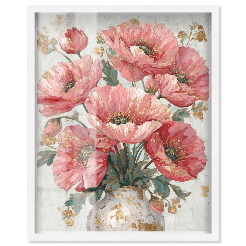 Décoration murale Boho Lustrous Lilies II par Art Remedy, cadre blanc, 30 x 36, H 37 po x l 31 po, Cadre blanc