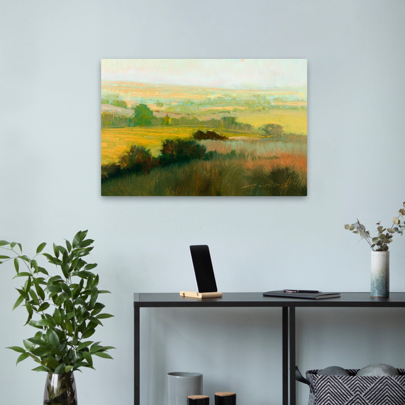 Brume matinale - Art abstrait paysages, H 16 po x l 24 po