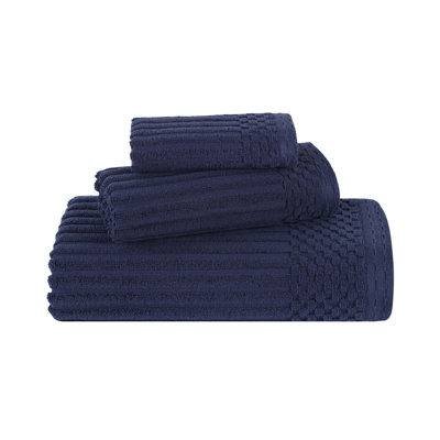 8-Piece Checkered Border Cotton Towel Set