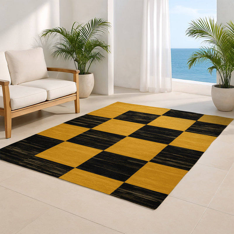 Tapis d'intérieur et d'extérieur à carreaux brun, Rectangulaire 2 pi x 3 pi