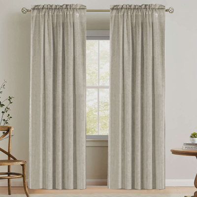 Linen Rod Pocket Curtains for Living Room 2 Panel Pocket Drape Semi Sheer Neutral Country Rustic Farmhouse Boho Curtain Bedroom Light Filtering