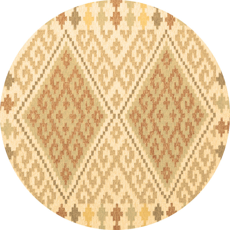 Tapis brun en laine / polyester tissé à la machine Dulcy, Rond 3 pi