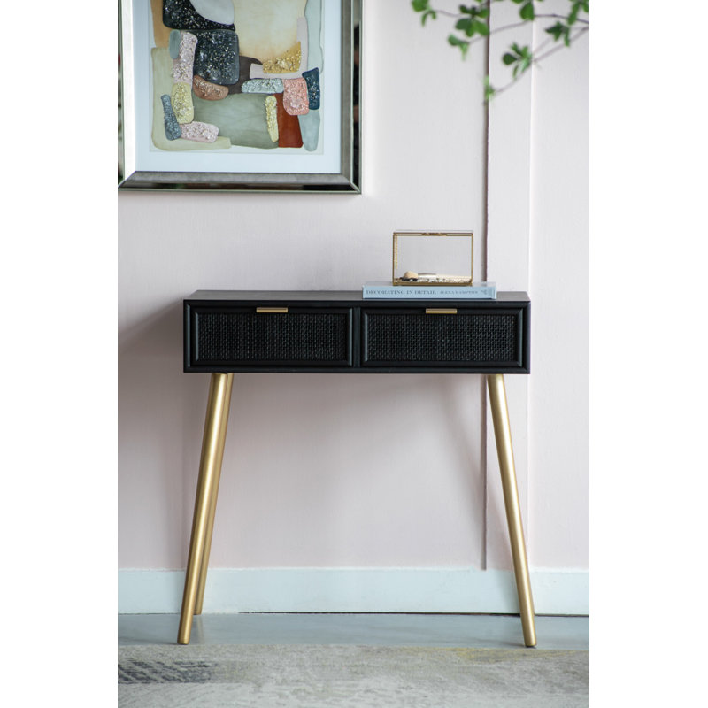 Gavrilin 16.5'' Console Table, Black Top/Natural Base